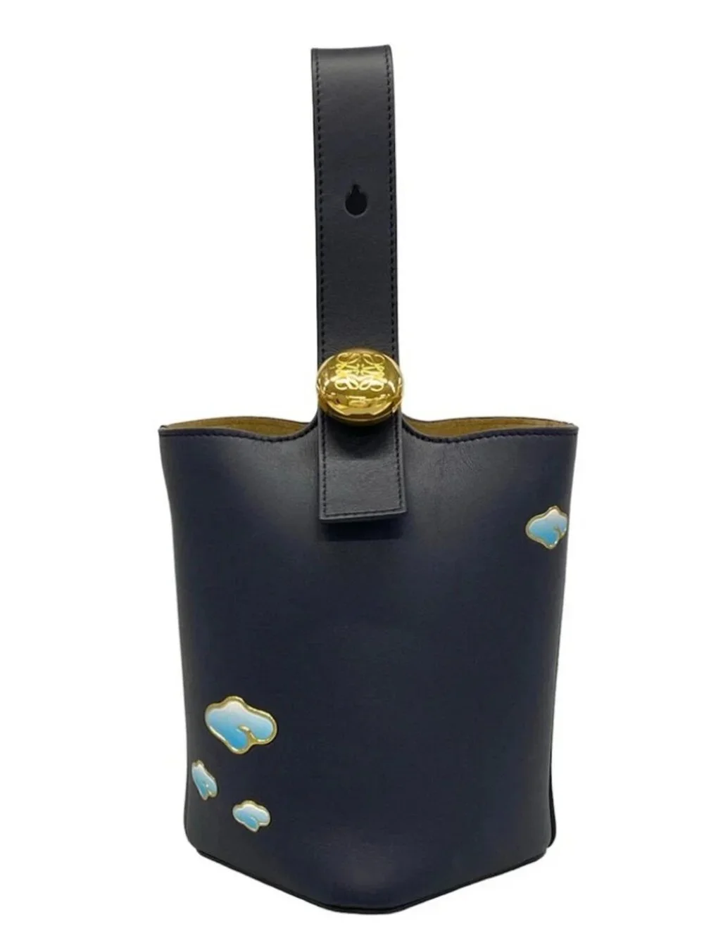 LOEWE Pebble Bucket Bag Mini AANBBBMX18 Dark Ink (Dark Navy) Nappa Calf Handbag